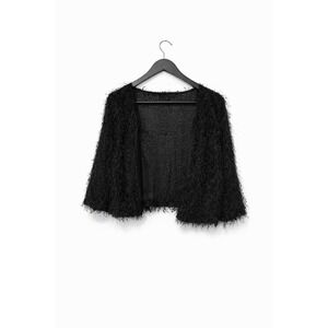 Park & Main Black Eyelash Knit Shrug Bolero Sequin Open Front Cardigan XL